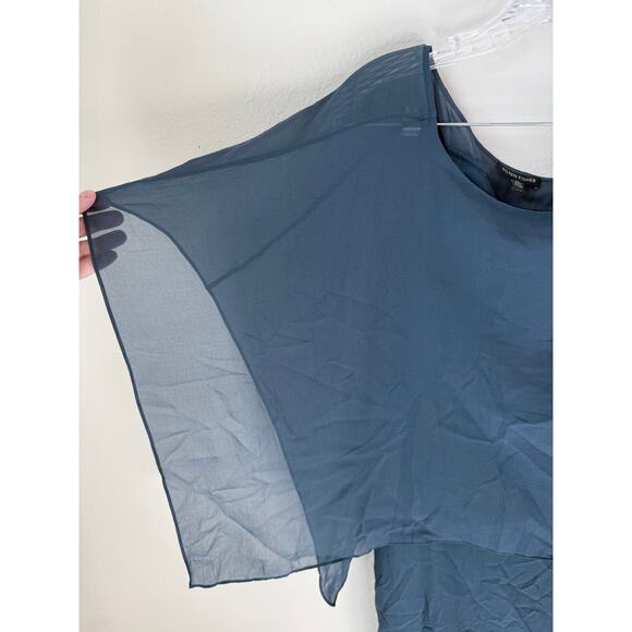 Eileen Fisher Sheer Silk Georgette Poncho Dress Size Large - Picture 6 of 6